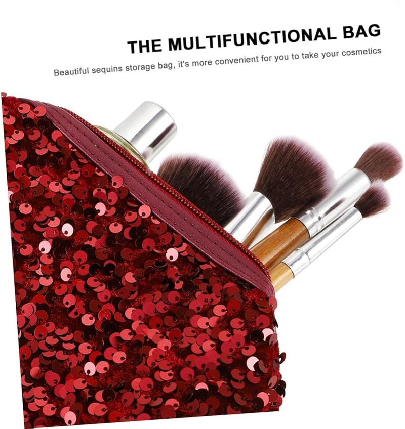 Large Capacity Sequin Makeup Bag Portable Travel Toiletry Organizer For Women - Image 5